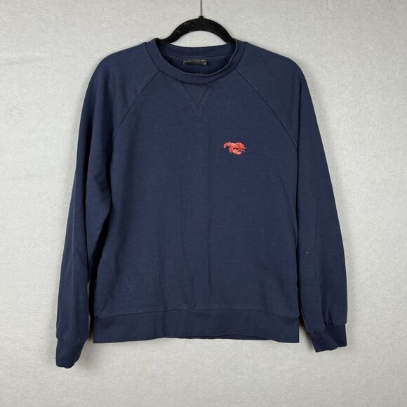 Carbon38 Women Pullover Sweatshirt Navy Embroidered Lobster Nautical Lounge XL - Picture 1 of 6